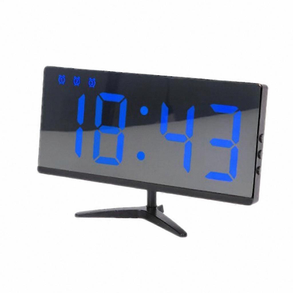 Digital Alarm Clock with Mirror Display and Blue Light Feature Black Multi-Function Timer