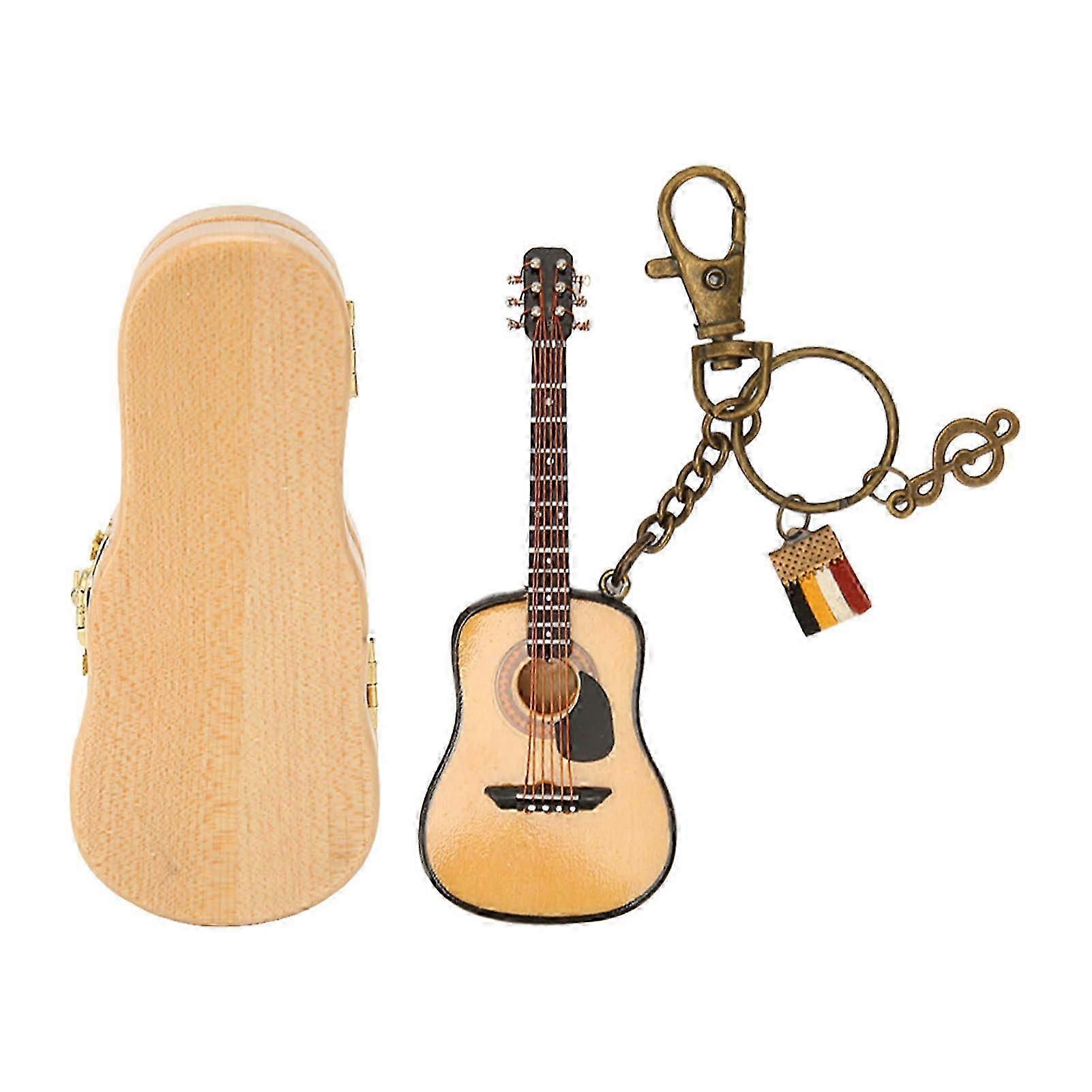 Mini Model Keychain Function Smoothing Wood Rich Details Miniature Wooden Guitar for Table Shelf Cabinet 25-26s