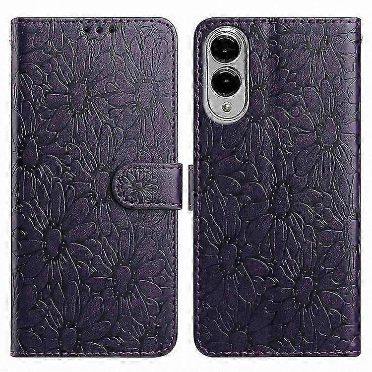 Leather Wallet Case with Daisy Design for Galaxy S25 Edge - Stand Function Protective Cover