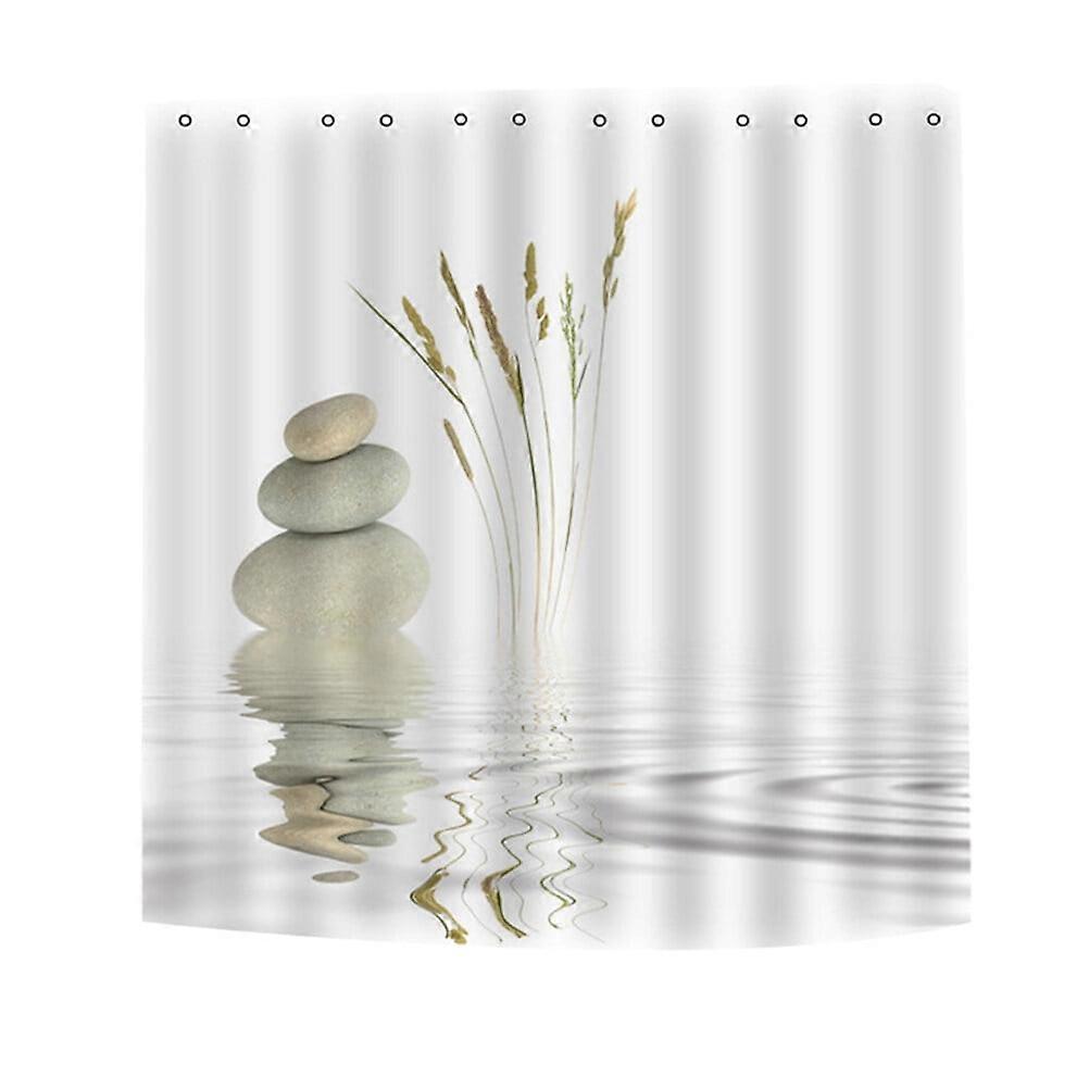 1Pc Creative Shower Curtain Flower Pattern for Bathroom Use Light Grey