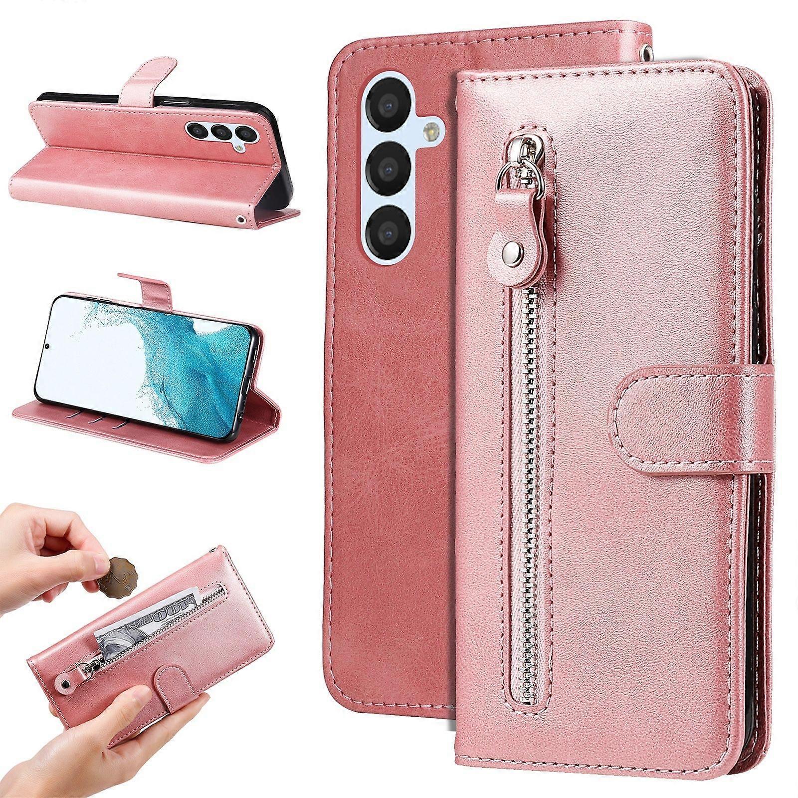 Flip Case for Samsung Galaxy A34 5G Zipper Pouch Shockproof Protection Wallet Case with Card Slots and Kickstand