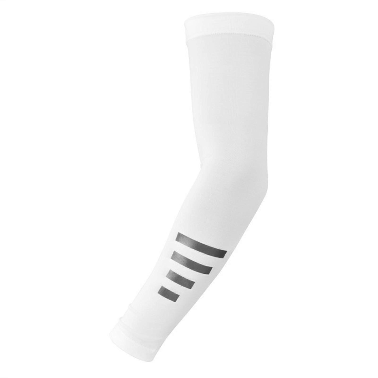 Day Night Safety Arm Sleeves Spandex Material Multiple Reflective Color Option Unisex  White