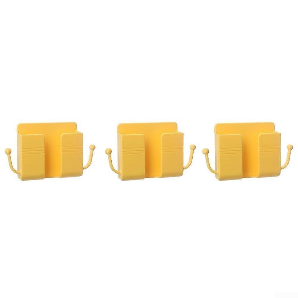 WallMounted Storage Box SpaceSaving Set Of 3 NoDrill Hook And Charging Slot MoistureResistant ABS Yellow