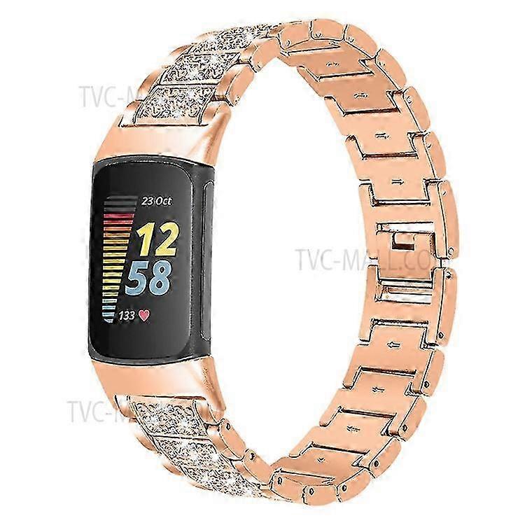 Stílusos strassz szíj a Fitbit Charge 6/5 - női fém szíjhoz