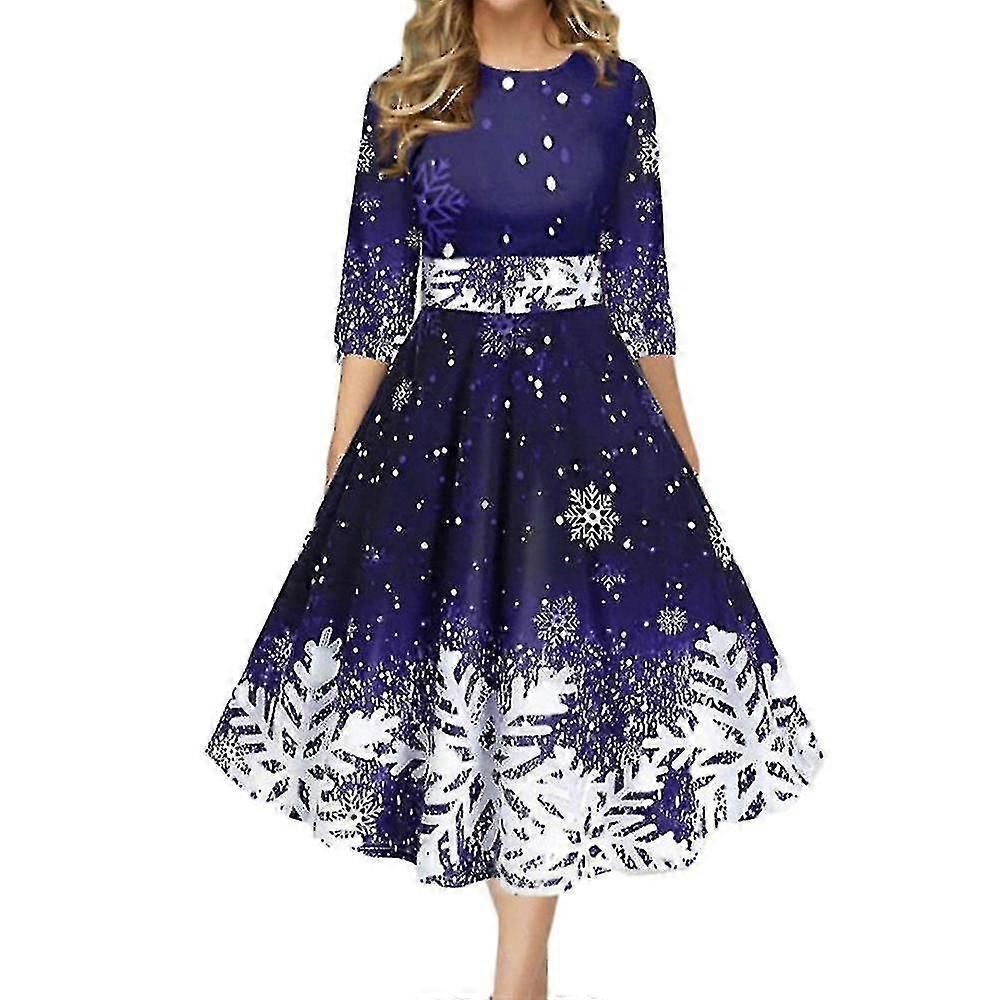 christmas party swing dress [Plus Size] Red & Green 1950s Christmas Snowflake Swing Dress