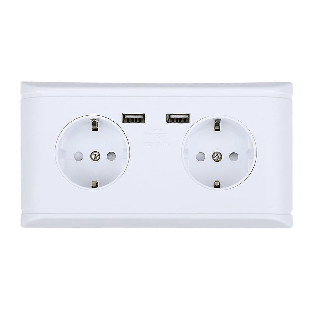 Multi Functional EU Plug Wall Power Outlet Socket with Dual USB Port for Phone Charging 250V