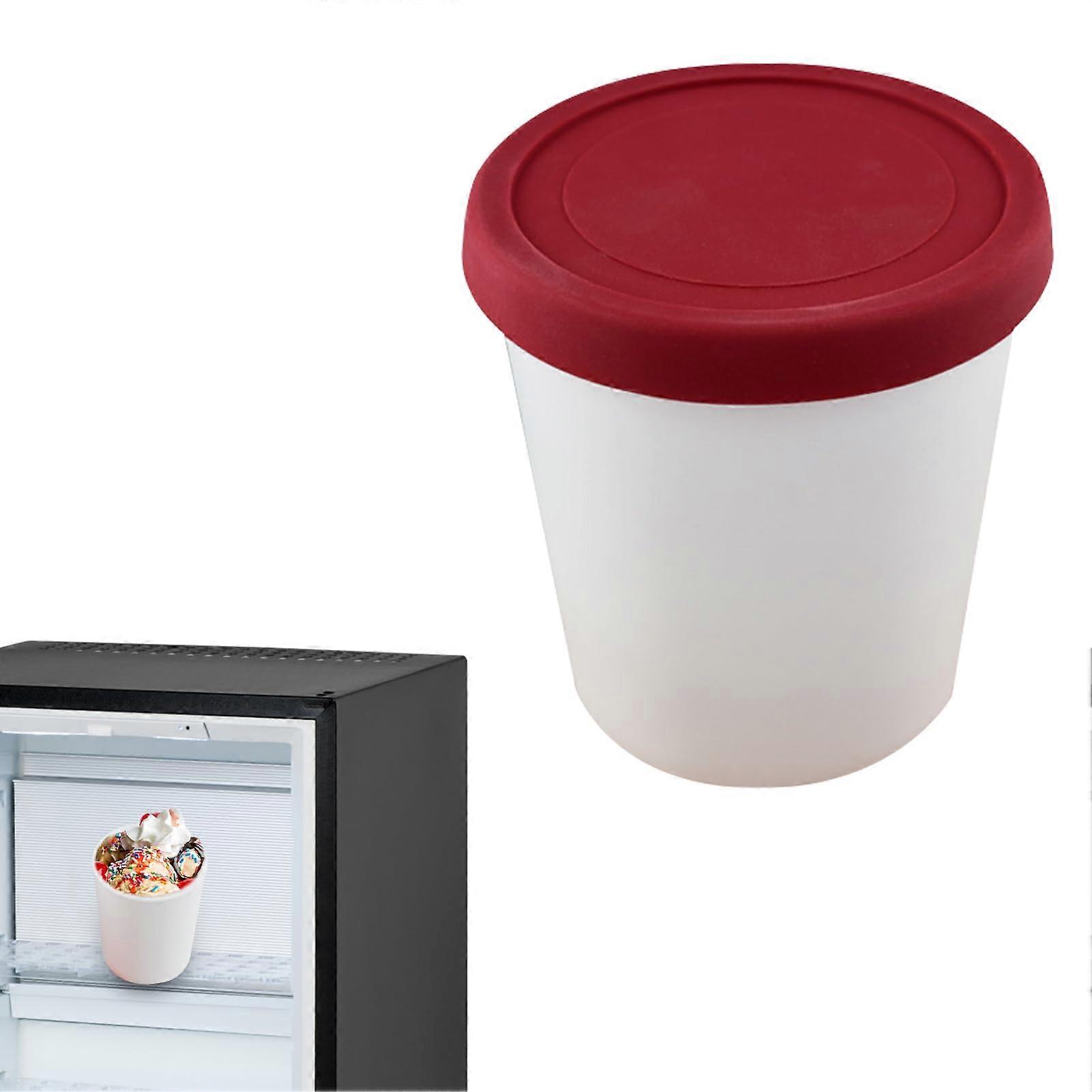 Ice Cream Storage Container Frost Leak Resistant Freezer Safe Red With Lids Reusable Dessert Yogurt Containers