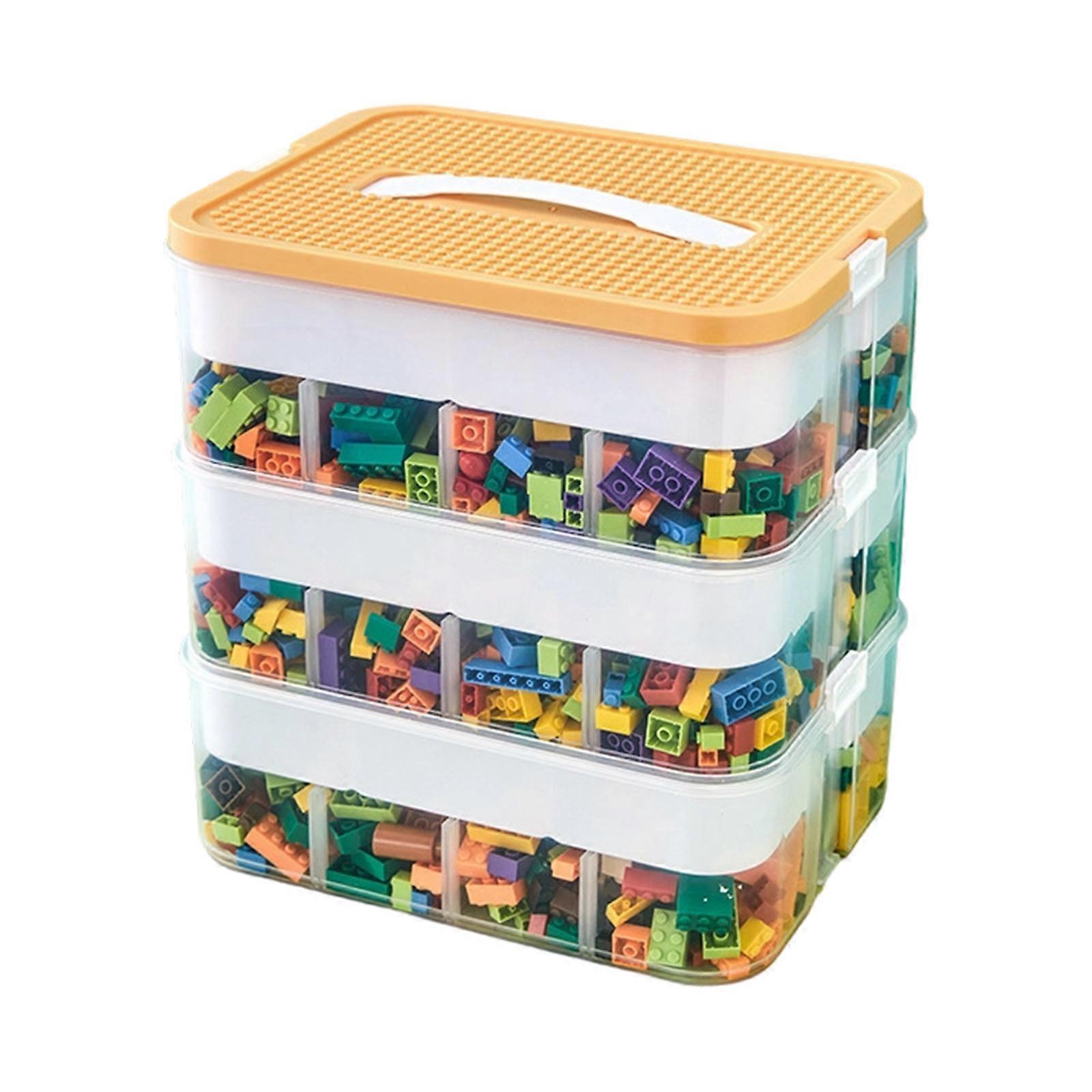 Toy Parts Organizers With Multiple Divider Systems And Clear Designs For Easy Item Retrieval  Lemon yellow