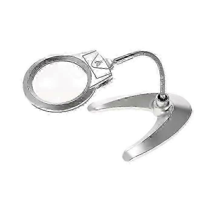 Multi-functional Flexible Magnifying Glass 90mm 2X 21mm 6X with 2 LED Lights Desk Table Magnifier Tool