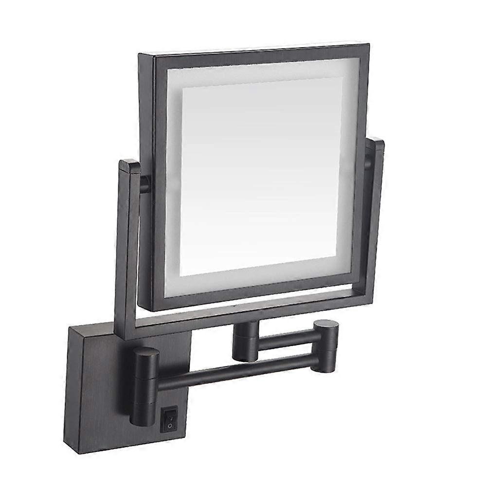 Lighted Wall Mount Makeup Mirror 8'x8' with 3X Magnification, Double Sided Swivel Vanity Mirror, Extendable Arm for Bathroom, Matte Black USB