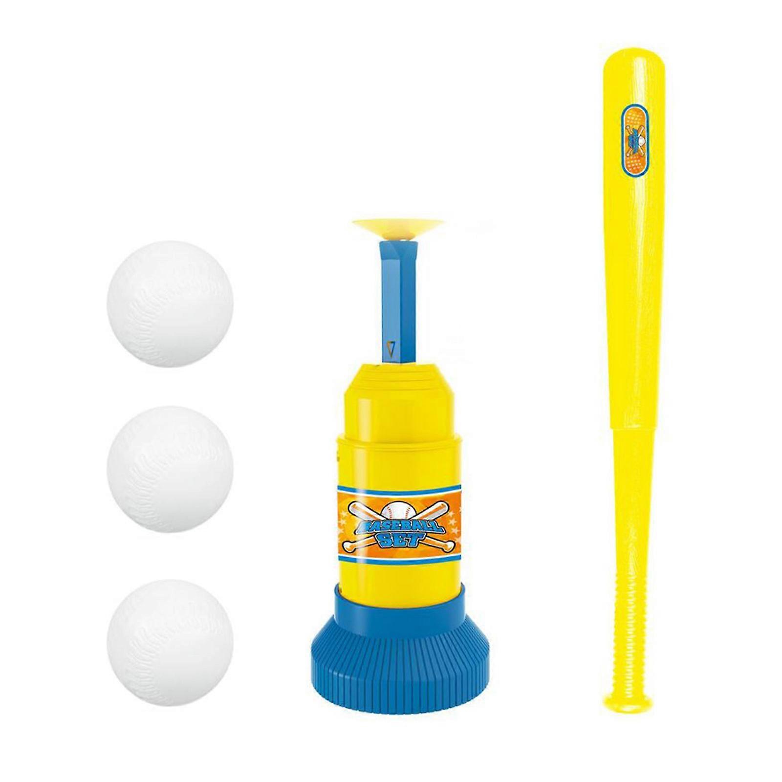 Interactive Baseball Training Set Toy For Baseball Beginners Motor Skill Improvement with Safe Foam Ball and Pitcher Multicolor