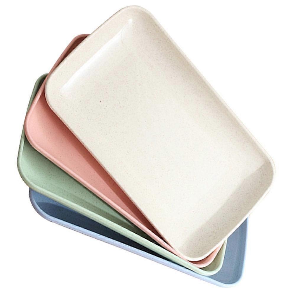 Sushi Serving Platter Tray Rectangular 4 Pcs Snack Plate Dinner Household Flatware Decorative