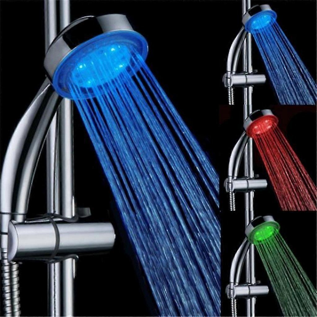 Led Shower Head 3 Colors Automatically No-batteries Handheld Emperature Sensor