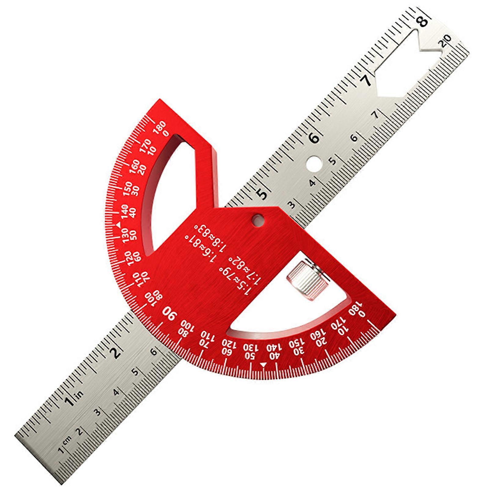 Multiple Function Anglefinder with Rulers and Level for Woodworking Projects 8/12 In Aluminum Metal Measuring Tool  8 inches