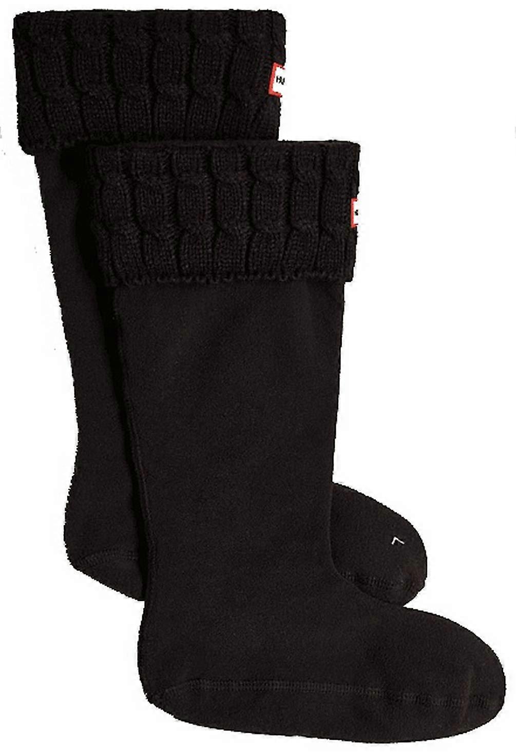 Hunter Recycled 6 Stitch Cable Tall Boot Socks - Black