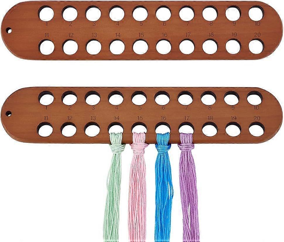 2pcs Embroidery Floss Organizer 20 Hole Wooden Stitch Thread Holder Storage Tool with Numeric Portable Thread Winding Plate for Cotton Thread Craft DI