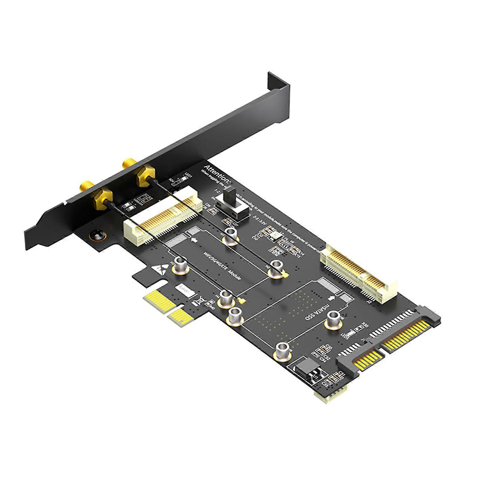 Mini PCIe to PCIE 1x PCIE 1X Adapters And MSATA To SATA3 Adapters for Wifi 3G/4G Msata With Card Slot Multicolor