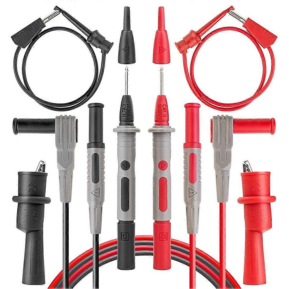 8Pcs Multimeter Test-Leads Set with Alligator Clips and AM33D 2000 Counts Multimeter