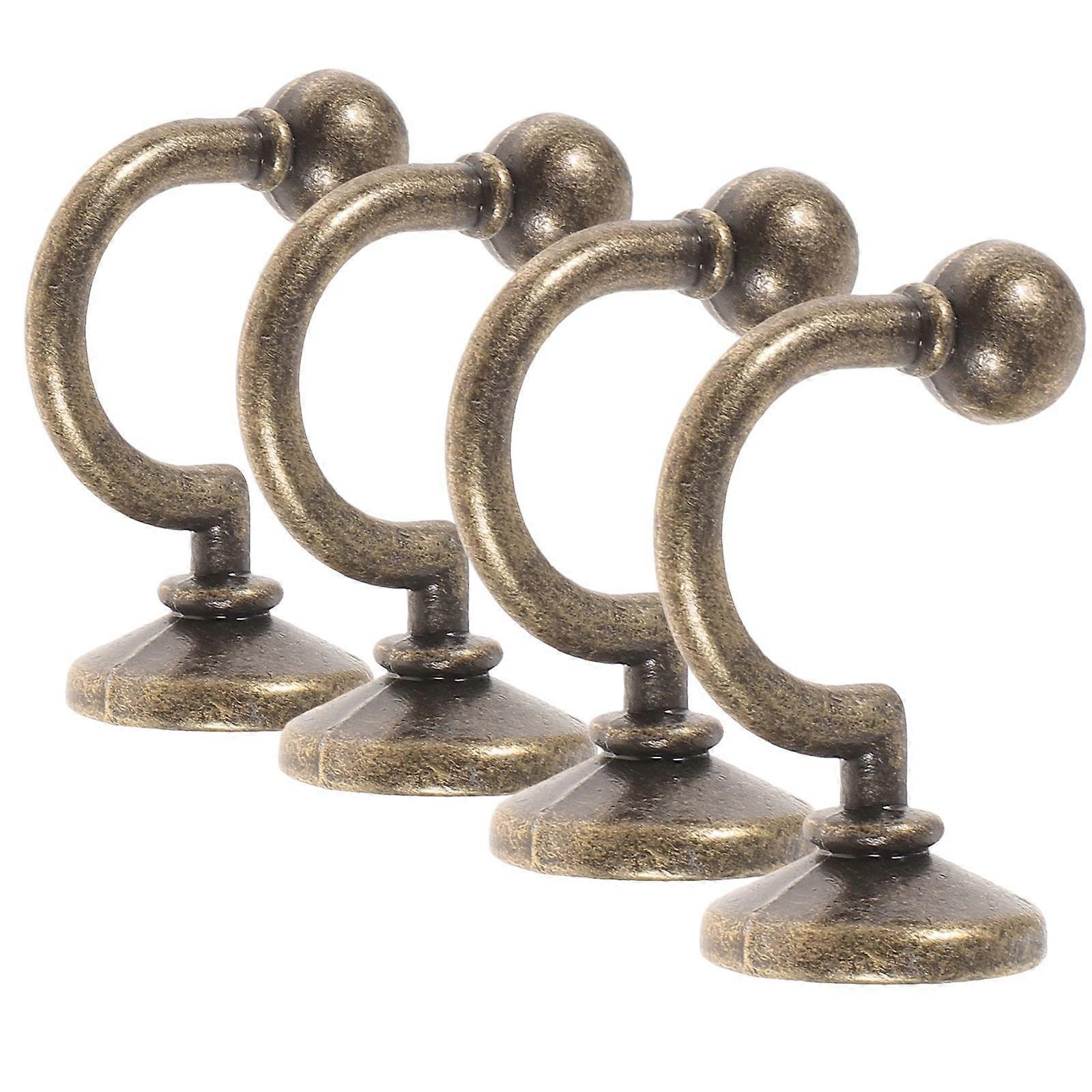 Curtain Hooks Metal Hook for Curtain with Function 4Pcs Coffee