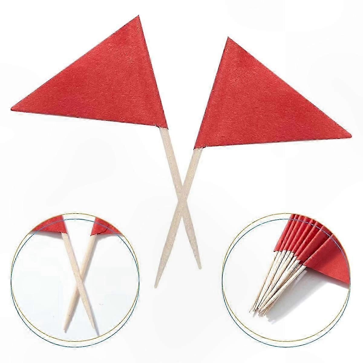 100 Mini Red Flags for Cupcakes and Crafts