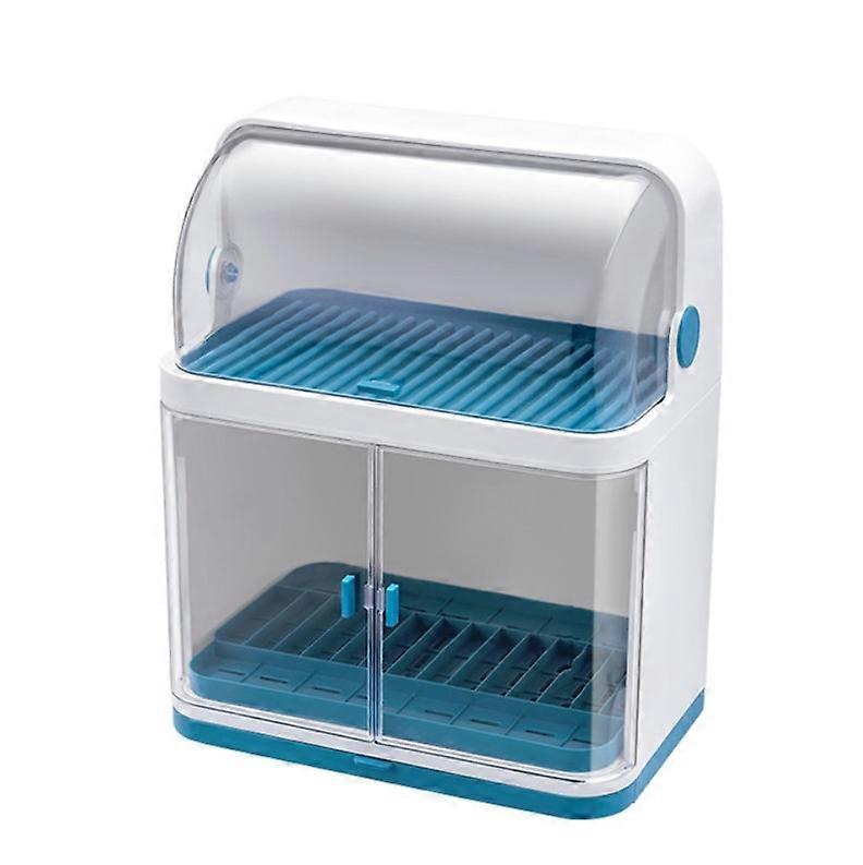 Tableware Storage Box Drain Rack Plastic Cupboard With Lid Double Layer