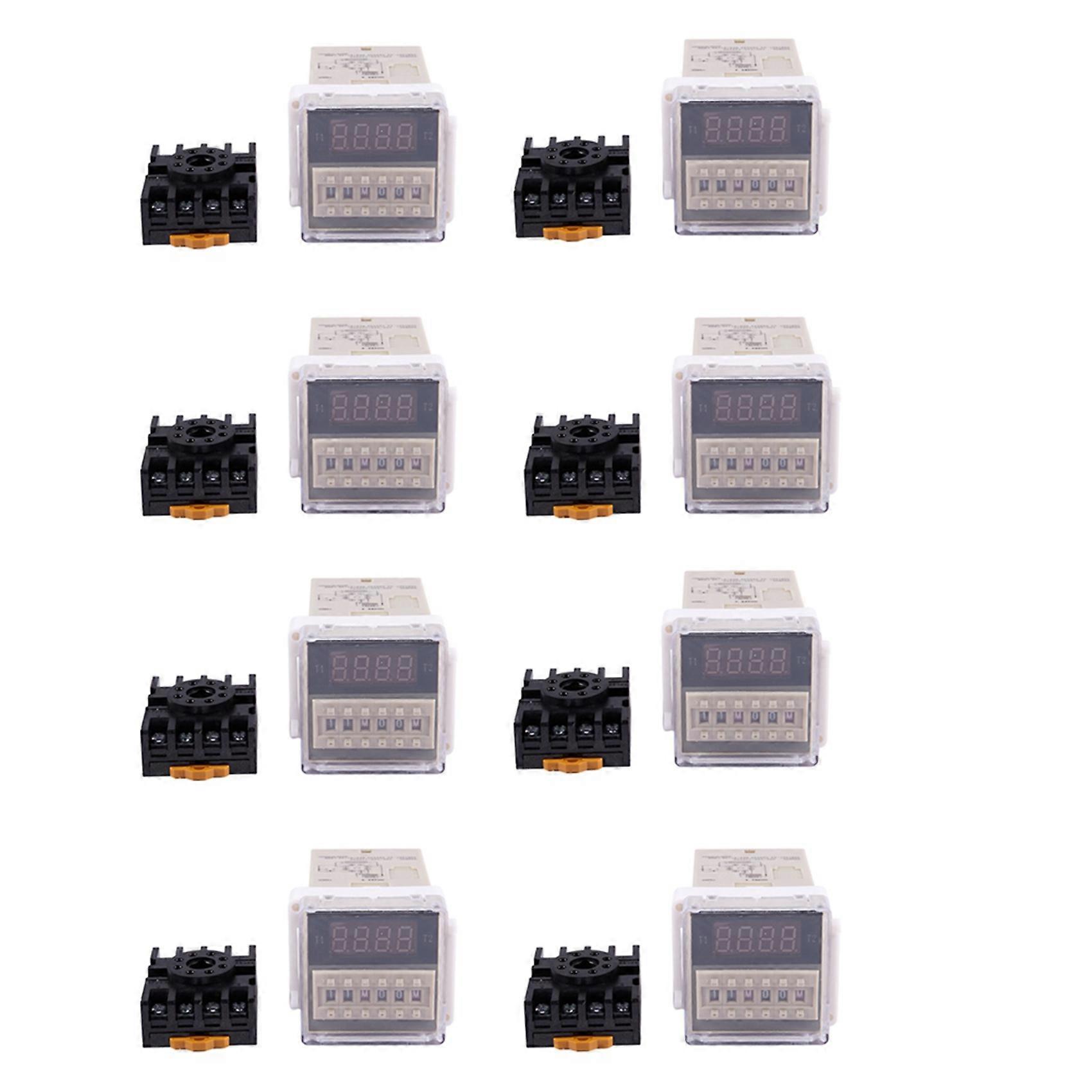 8X AC 220V 5A Programmable Double Delay Relay Device Tool DH48S-S