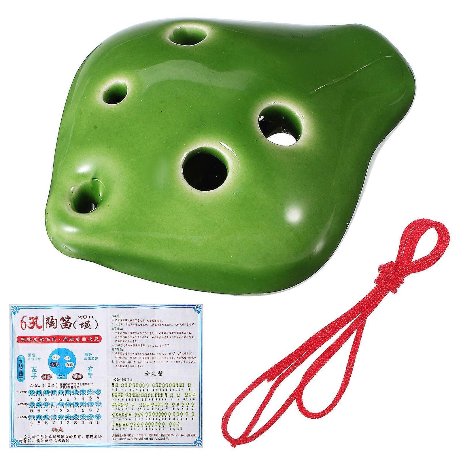 Clay Ocarina Instrument For Beginners Clear Sound Compact And Portable 1Pack Green
