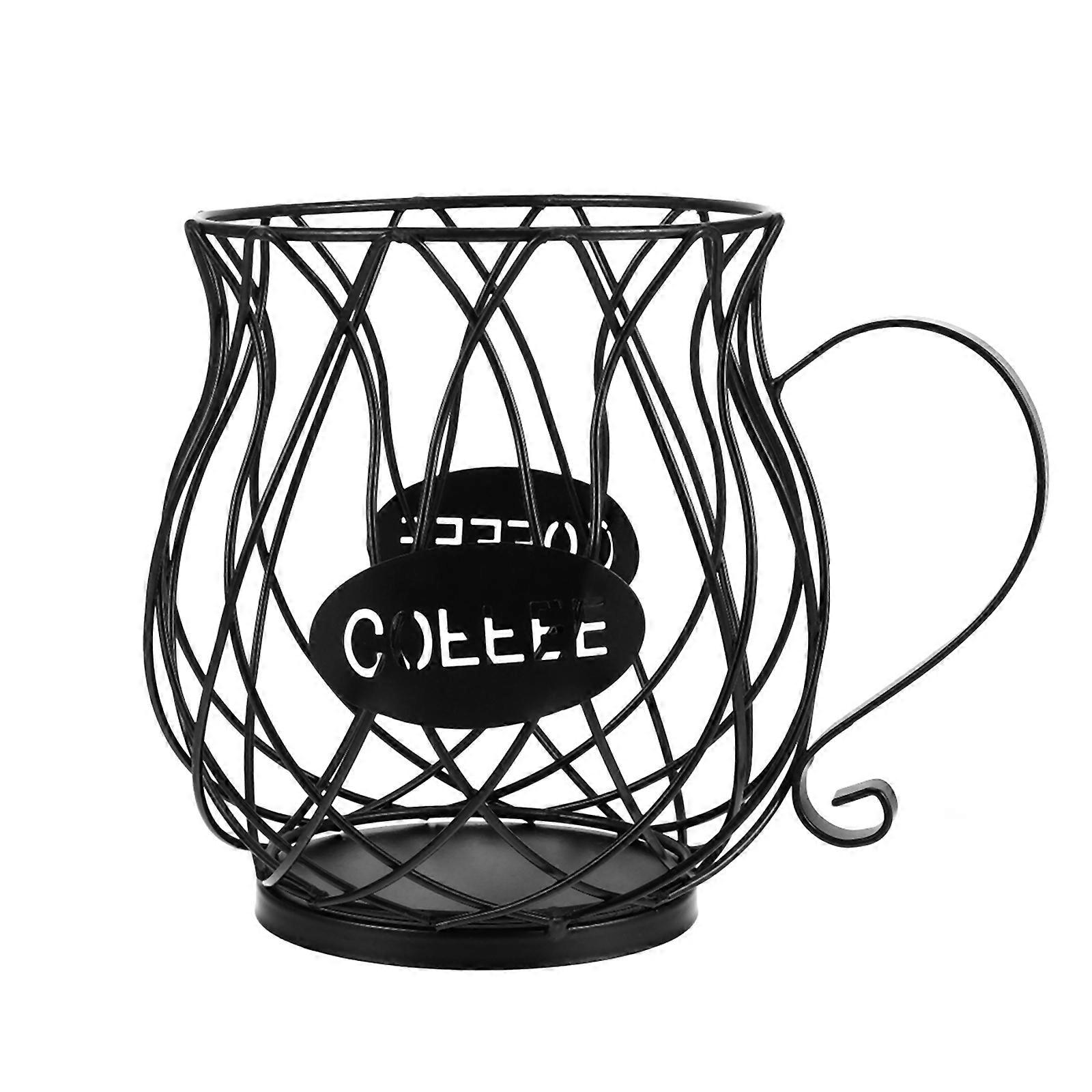 Coffee Pod Holder Black Iron Basket for Storage Use 2Pcs