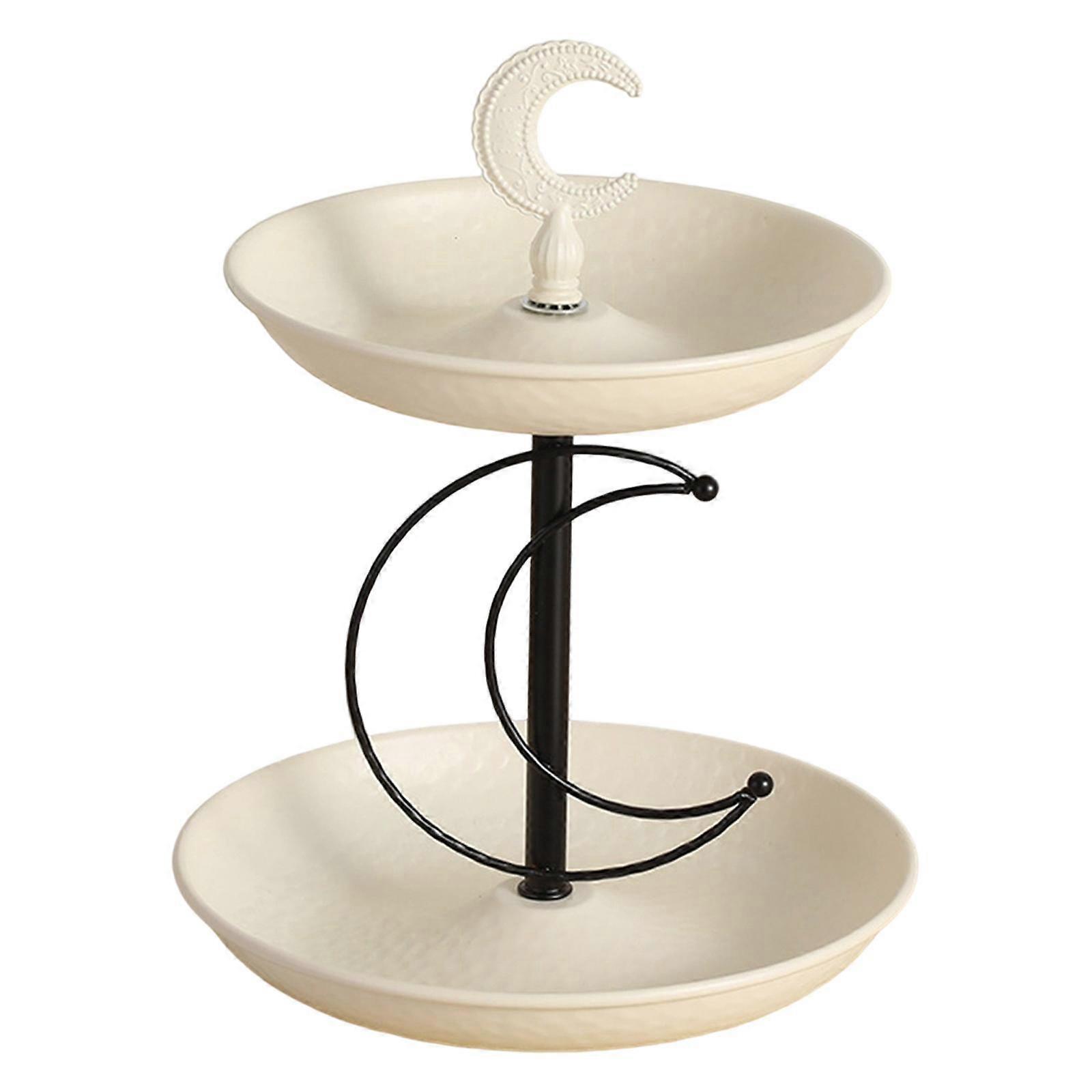 Double Layer Fruit Plate Cupcake Stand Snack Tray for Snack Vegetable Sweets