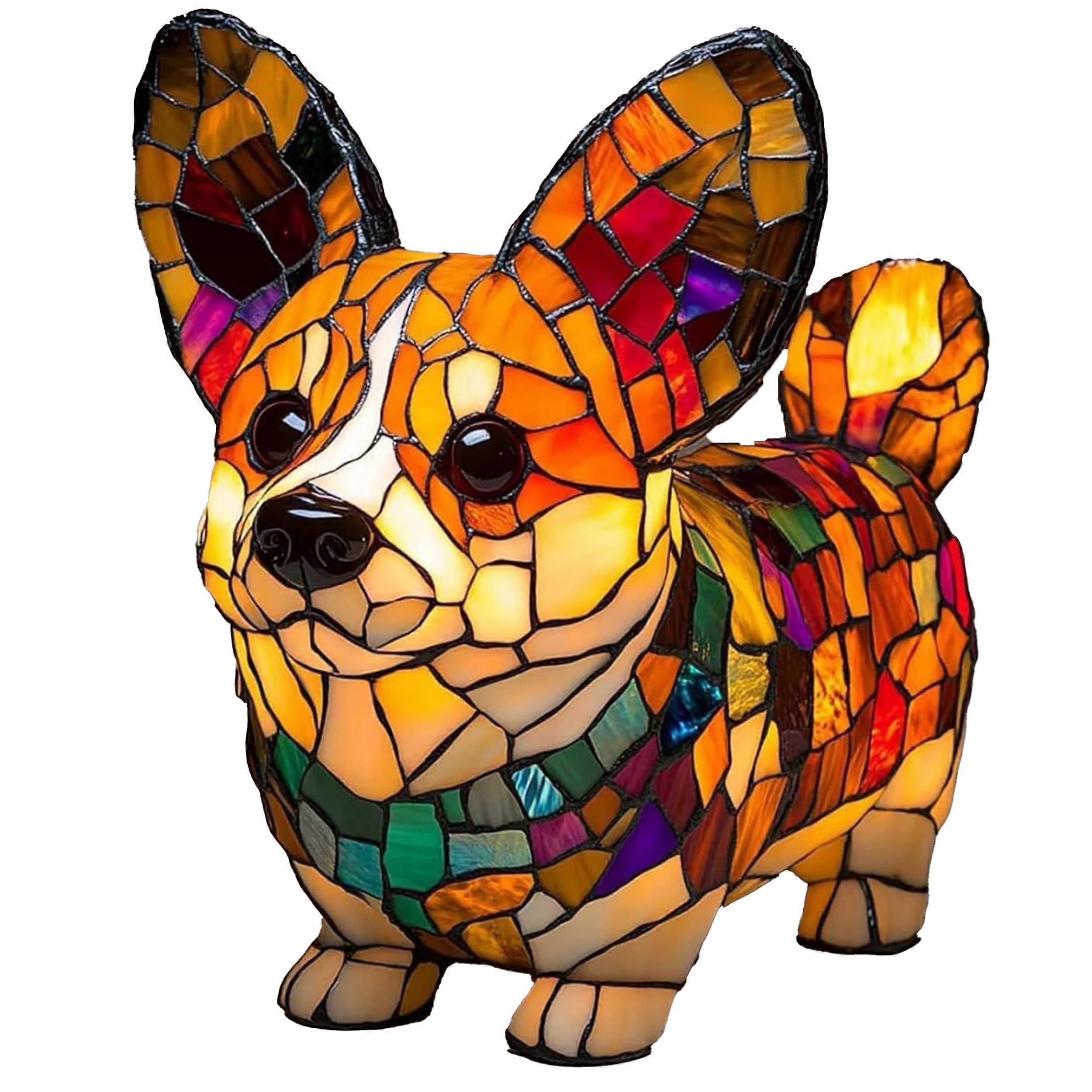 Corgi Lamp with Warm Ambient Glow, Resin Dog Breed Table Lamp for Bedroom Decor, LED Lighting