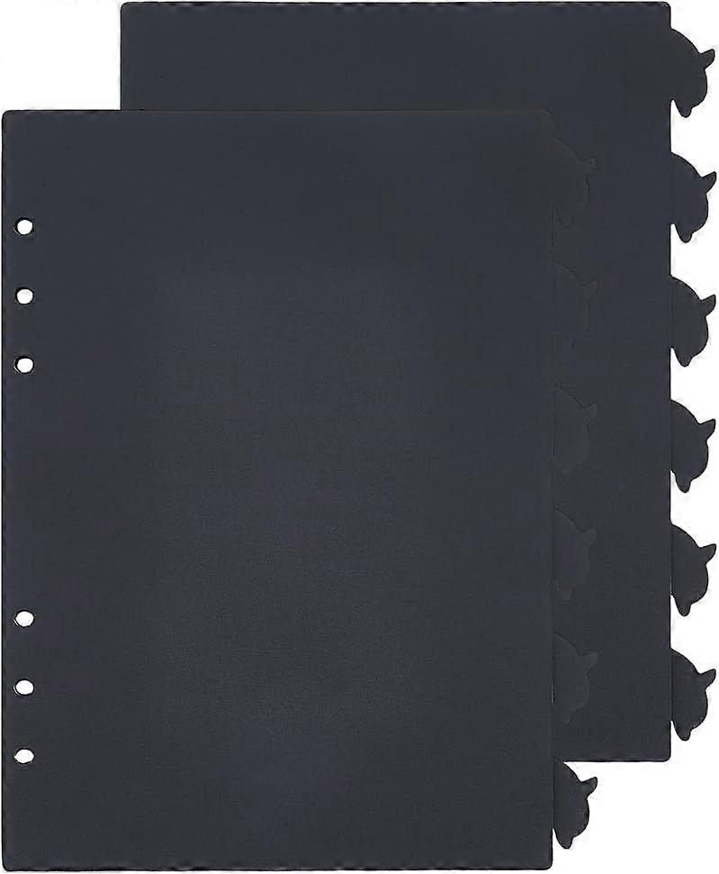 12 Sheets A5 Index Binder Dividers Frosted Black Plastic Binder Dividers with 6 Dolphin Tabs A5 Tab Pages 6 Holes Ring Index Pages for Planner Noteboo