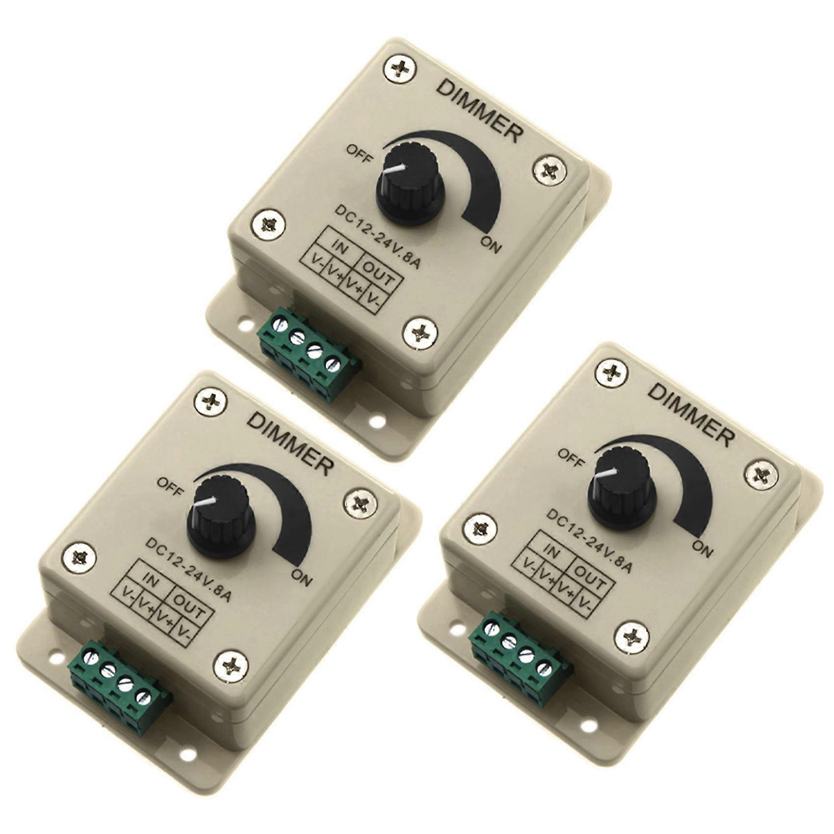 3X DC 12V-24V LED Dimmer Controller Adjust Single Color for 5050 3528 LED Strip