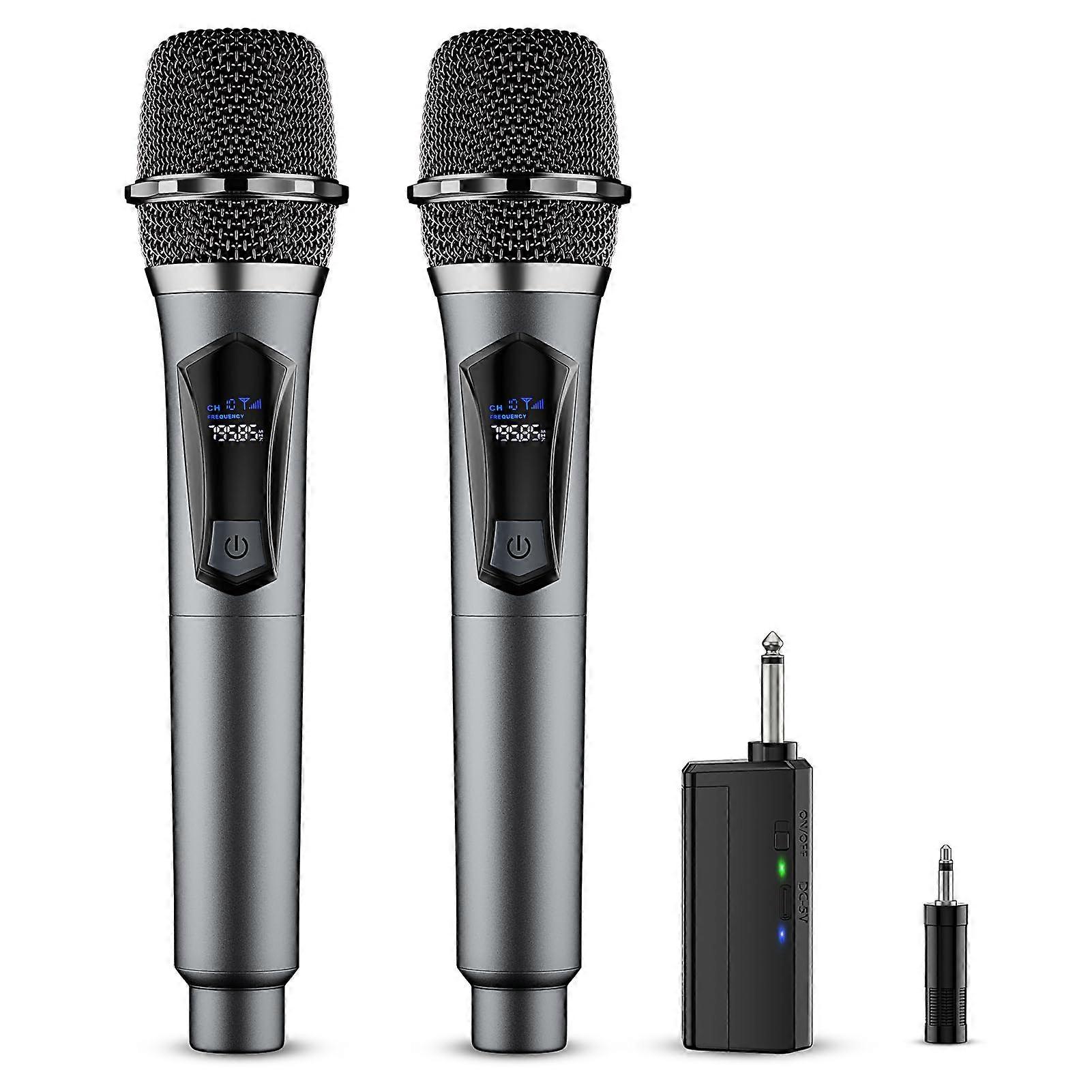 Wireless Karaoke Microphone System Dual Handheld with Receiver Crystal Clear Audio Rechargeable