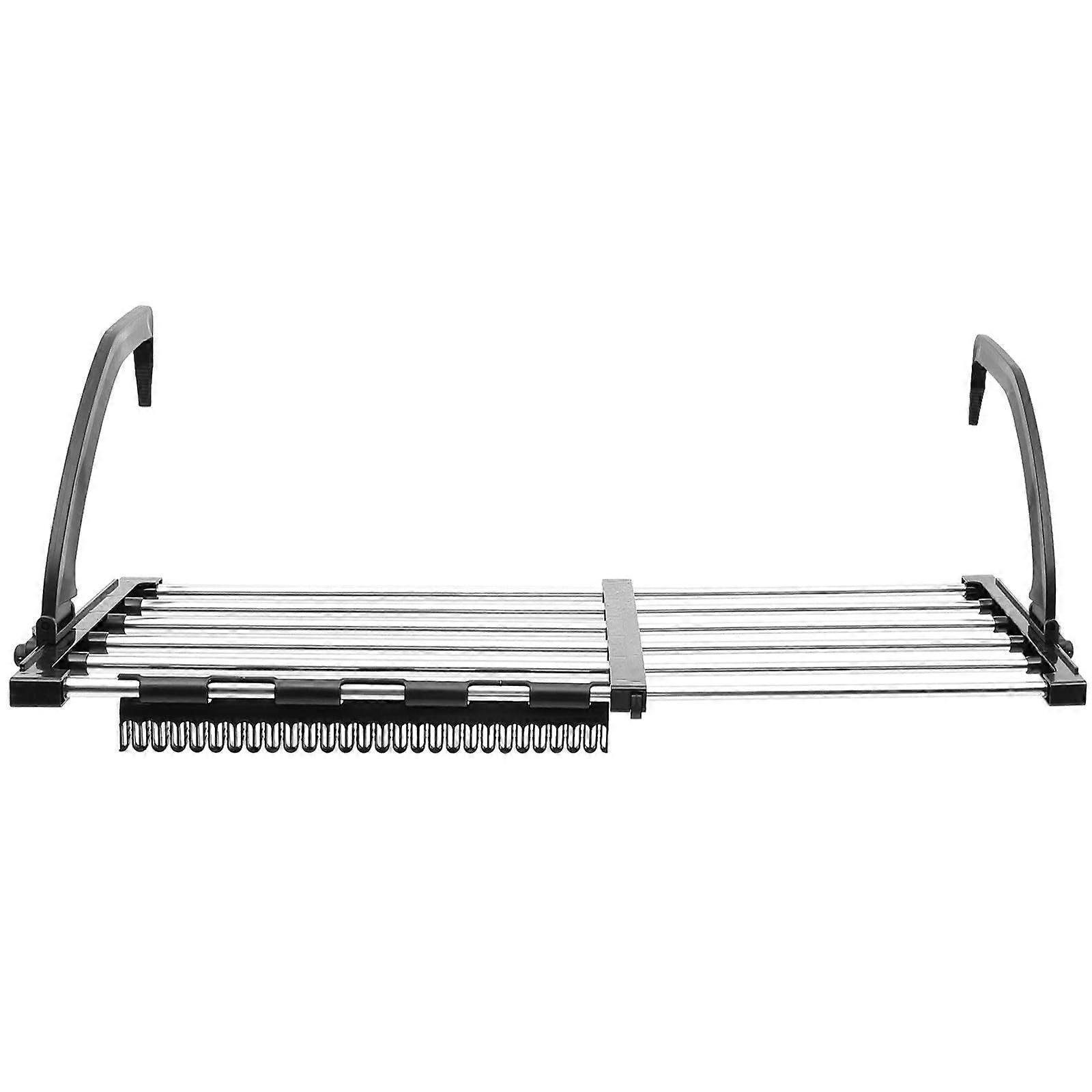 Retractable Stainless Steel Clothes Drying Rack 4273cm Wall Mounted Foldable Laundry Shelf with Sock Clip and Windproof Hooks for Balcony or Window