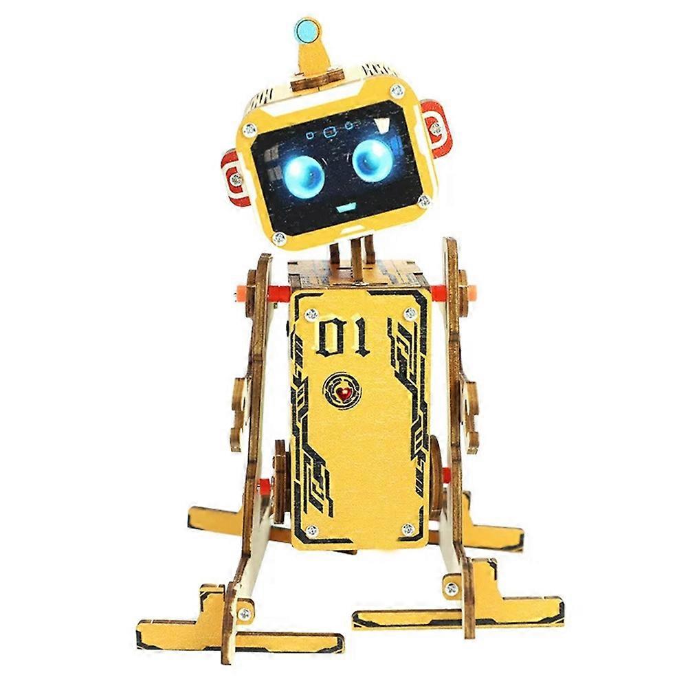 DIY Robot Science 3D Wooden Puzzles Voice Activated Robot Kits Educational Building Blocks Assemble Toy for Kids Teens