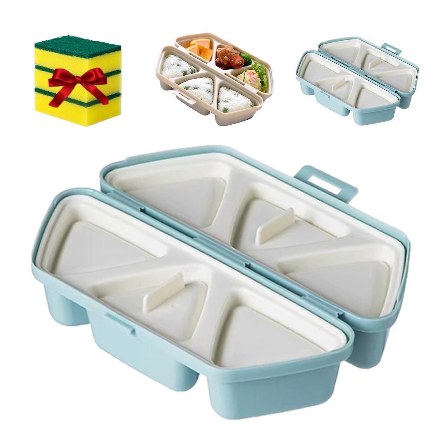 6 in 1 Triangle Onigiri Mold Sushi Rice Ball Maker Nonstick Easy Release DualUse Rice Container Sky Blue