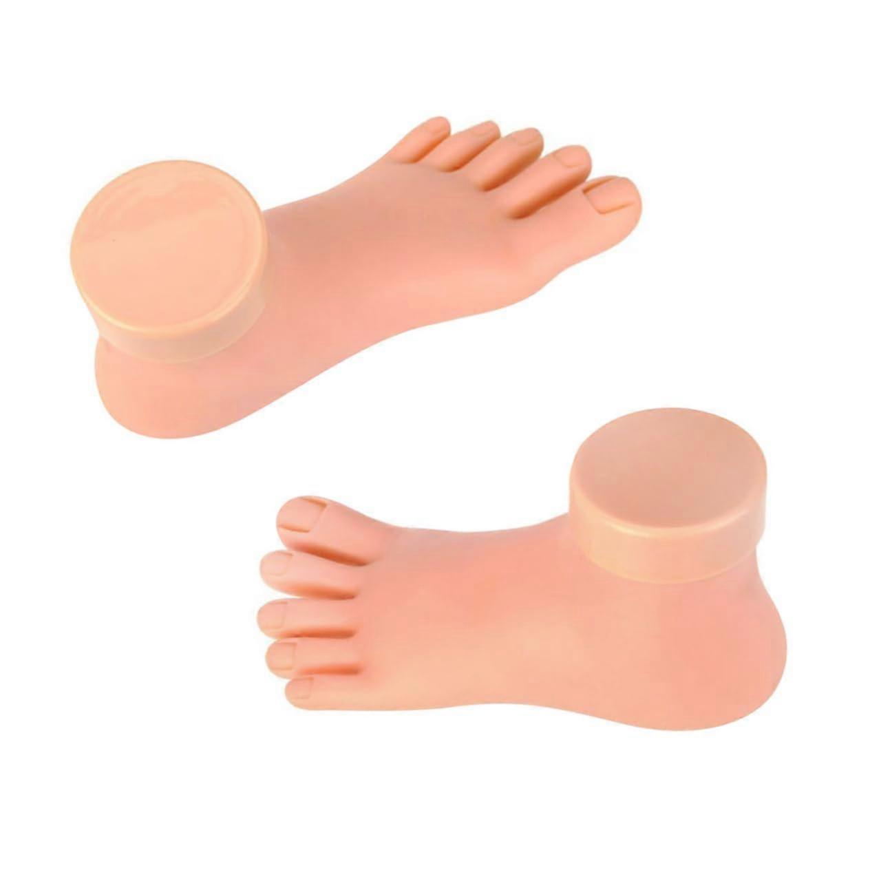 Nail Art Practice Foot with Realistic Skin Texture, Flexible Soft Plastic Manicure Training Model