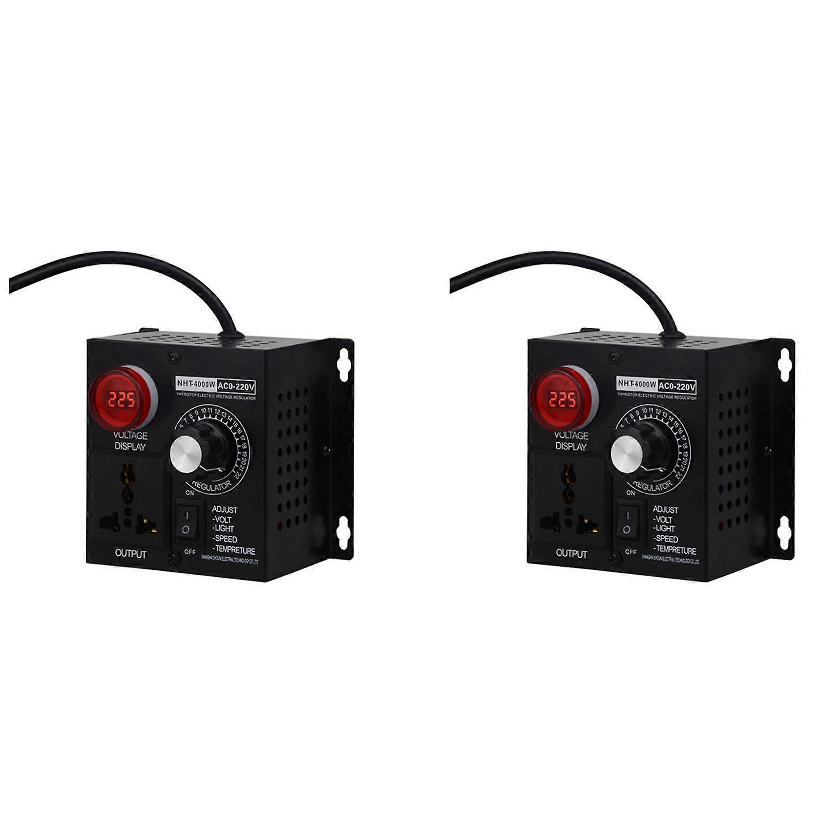 2X 4000W Voltage Regulator Portable Speed Adjustable Voltage Regulator Compact Variable Voltage Controller EU Plug