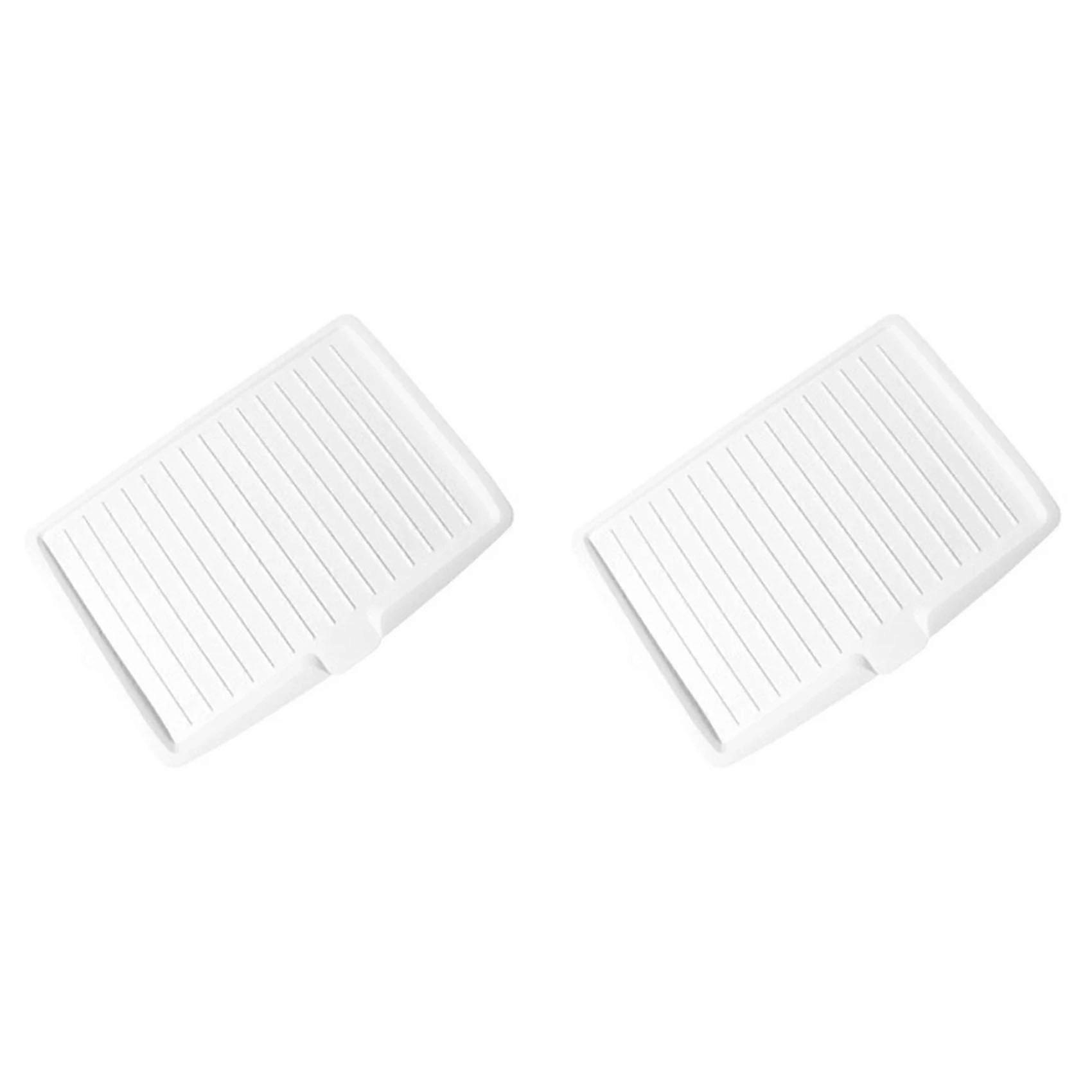 2X Drain Rack Kitchen Dish Drainer Tray Large Sink Drying Rack Worktop Organizer Drying Rack for Kitchen,White