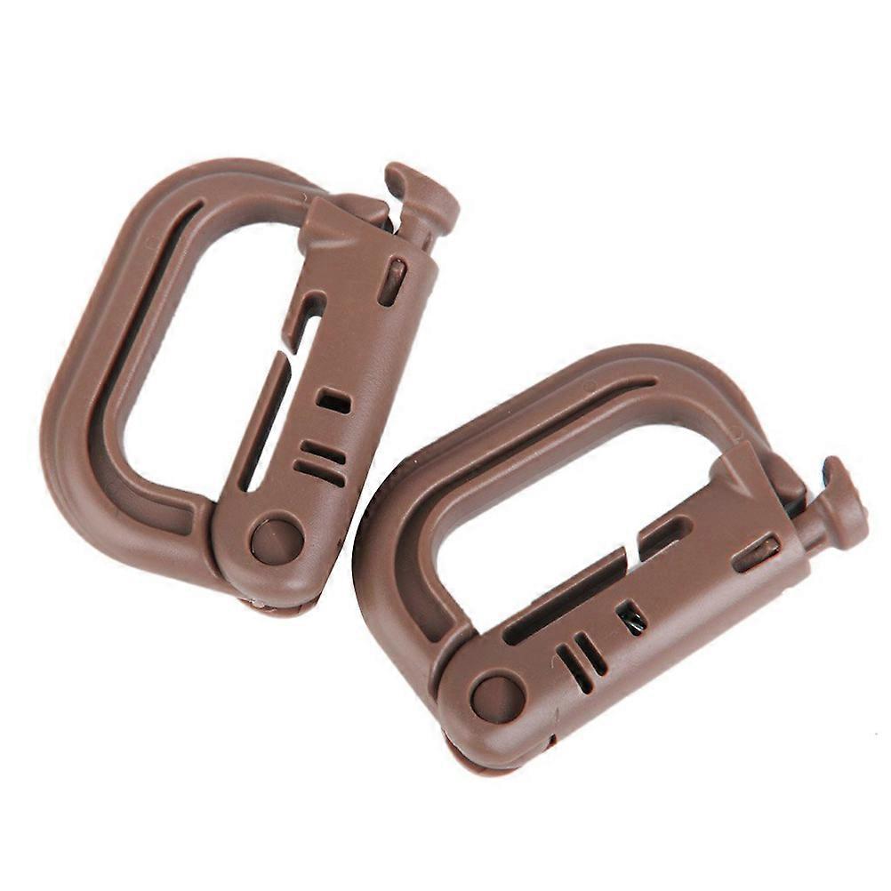 Multipurpose D-Ring Locking Buckle for Webbing with Snap Closure 10Pcs Brown
