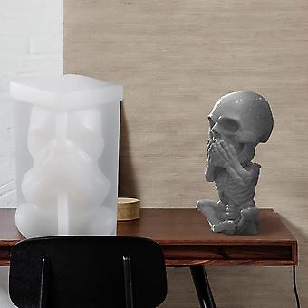 Zgehnao Stampi per candele, 3D a forma di teschio, in silicone, per Halloween, gesso, sapone, fai da te, strumento per realizzare candele, bracciali, ciondoli, portachiavi, resina