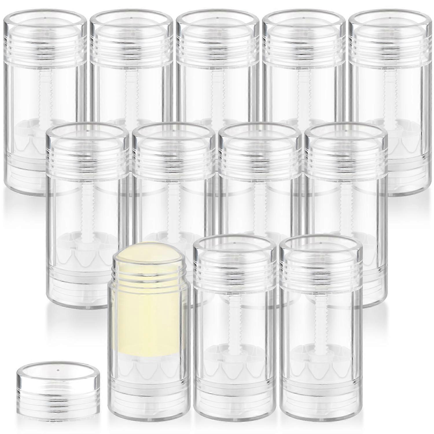 12Pcs Clear Empty Deodorant Containers 75g Bottom Fill Plastic Tubes Twist Up for Lotion Bars