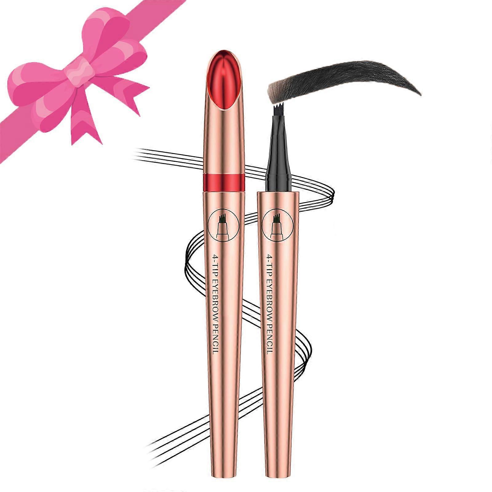 Microblading Eyebrow Pencil 4 Tip Waterproof Smudge Proof Long Lasting Natural Look Black