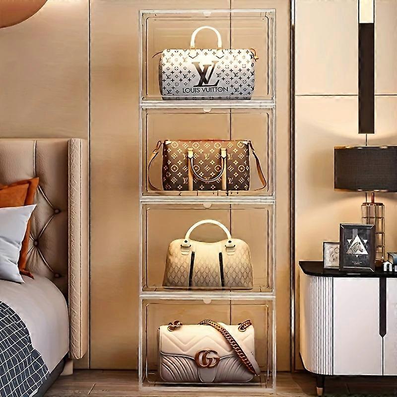 Clear Display Box Stackable Plastic Dustproof Storage Bins Figures Display Collectibles Bag Cosmetic Show Case with Interlayers