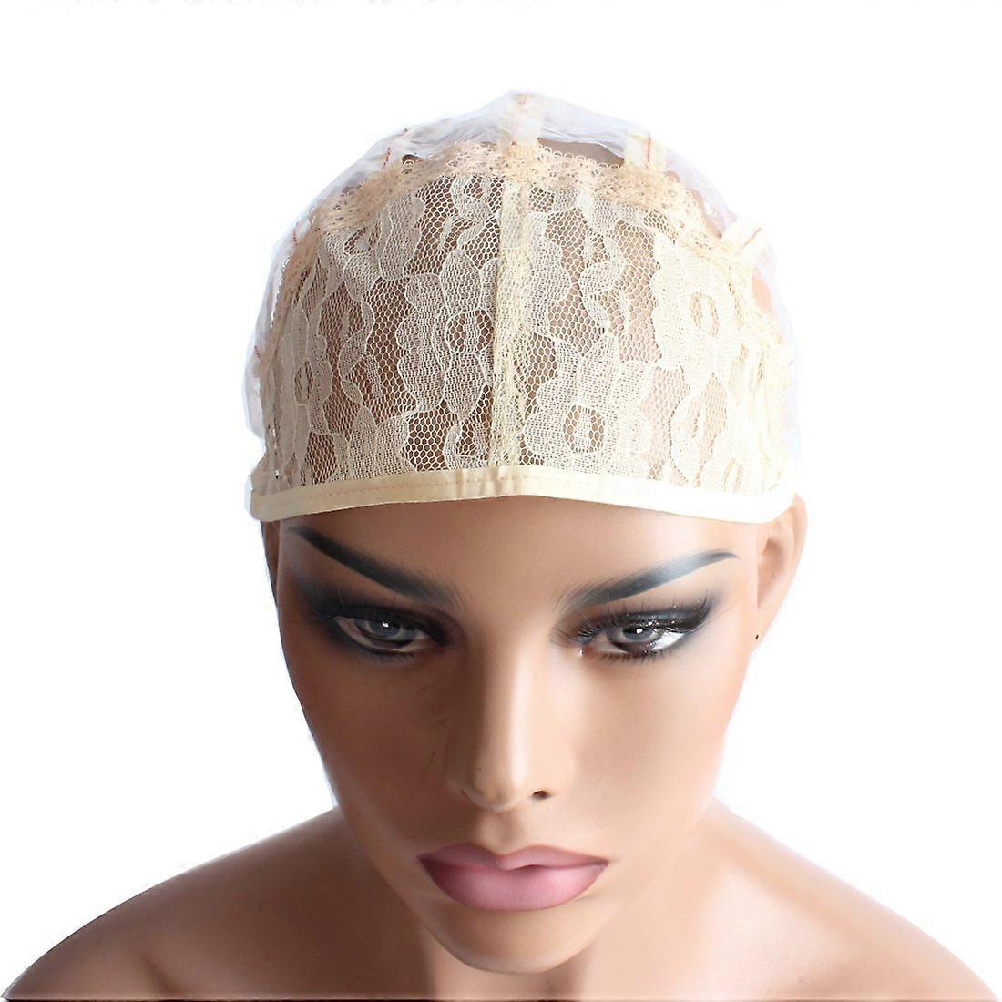 Wig Making Cap Medium Beige Mesh Lace with Weft Back and Plastic Support 10 Pcs Lot