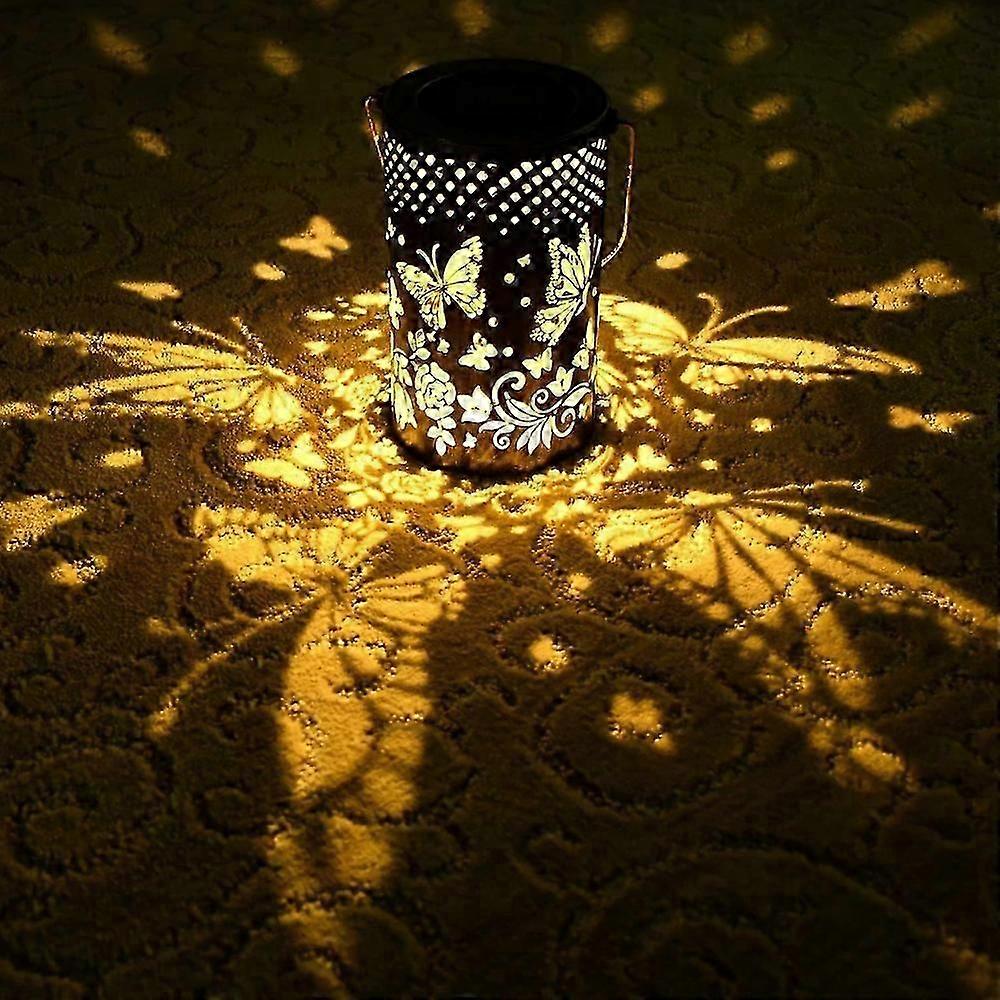 Solar powered hollowed out butterfly lights, solar powered decorative