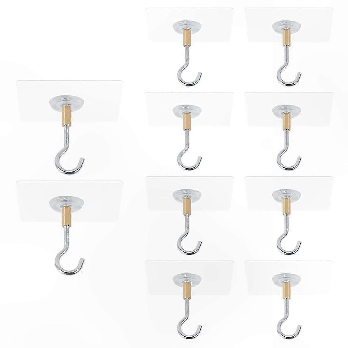 10-Pack Adhesive Hooks for Ceiling Hanging