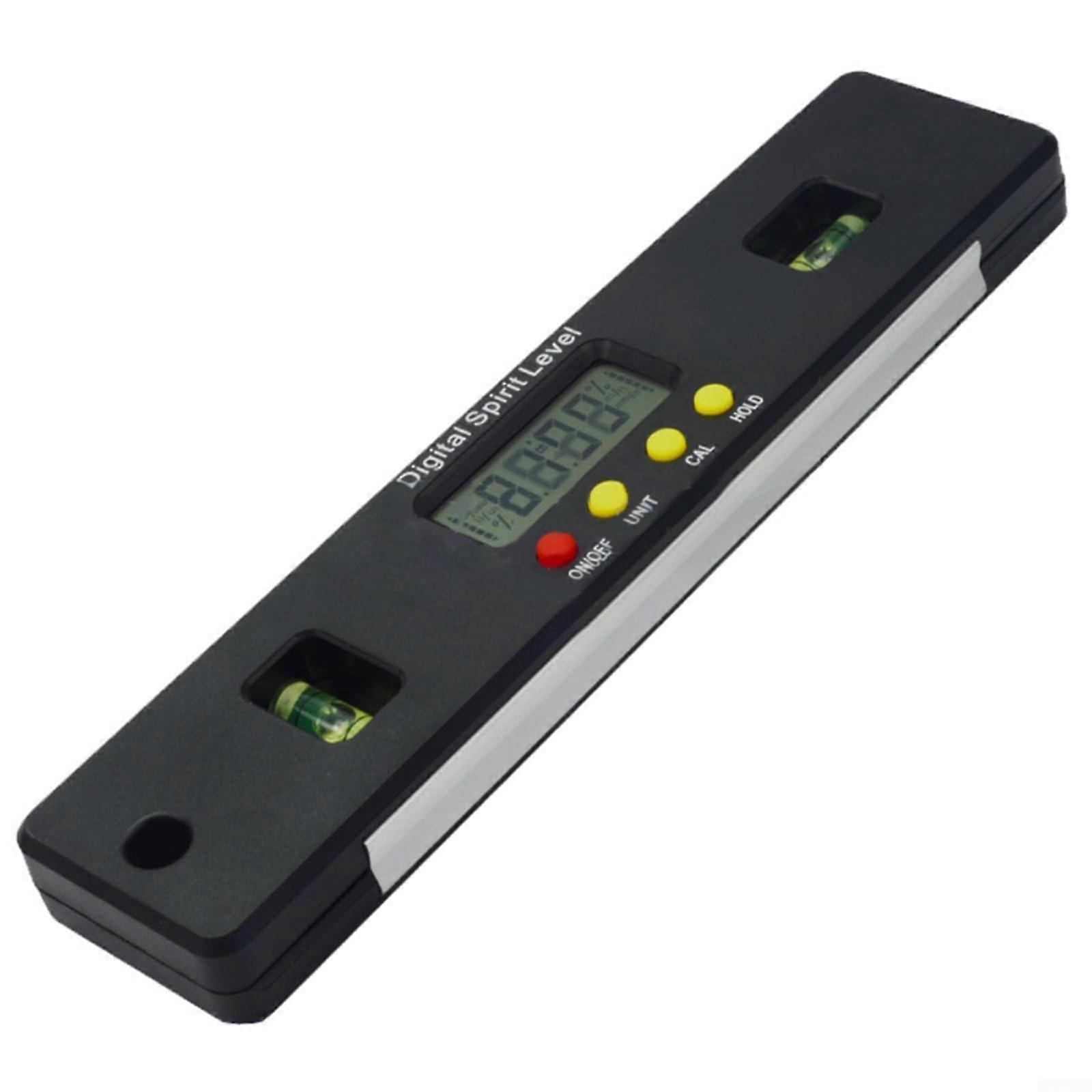200mm Digital Level and Electronic Angle Finder with Magnetic Base, Absolute/Relative Modes, Four Unit Switching