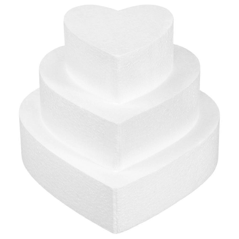 Heart Shaped Foam Cake Dummy Models for Cake Decorating Practice, 3 Pcs, Multiple Sizes