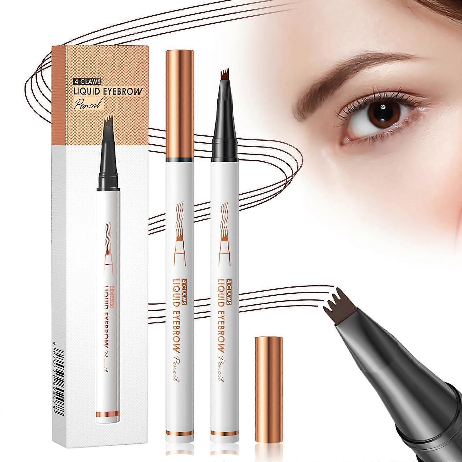 3D Waterproof Eyebrow Pencil Light Brown with Microfork Applicator for Natural LongLasting Brows